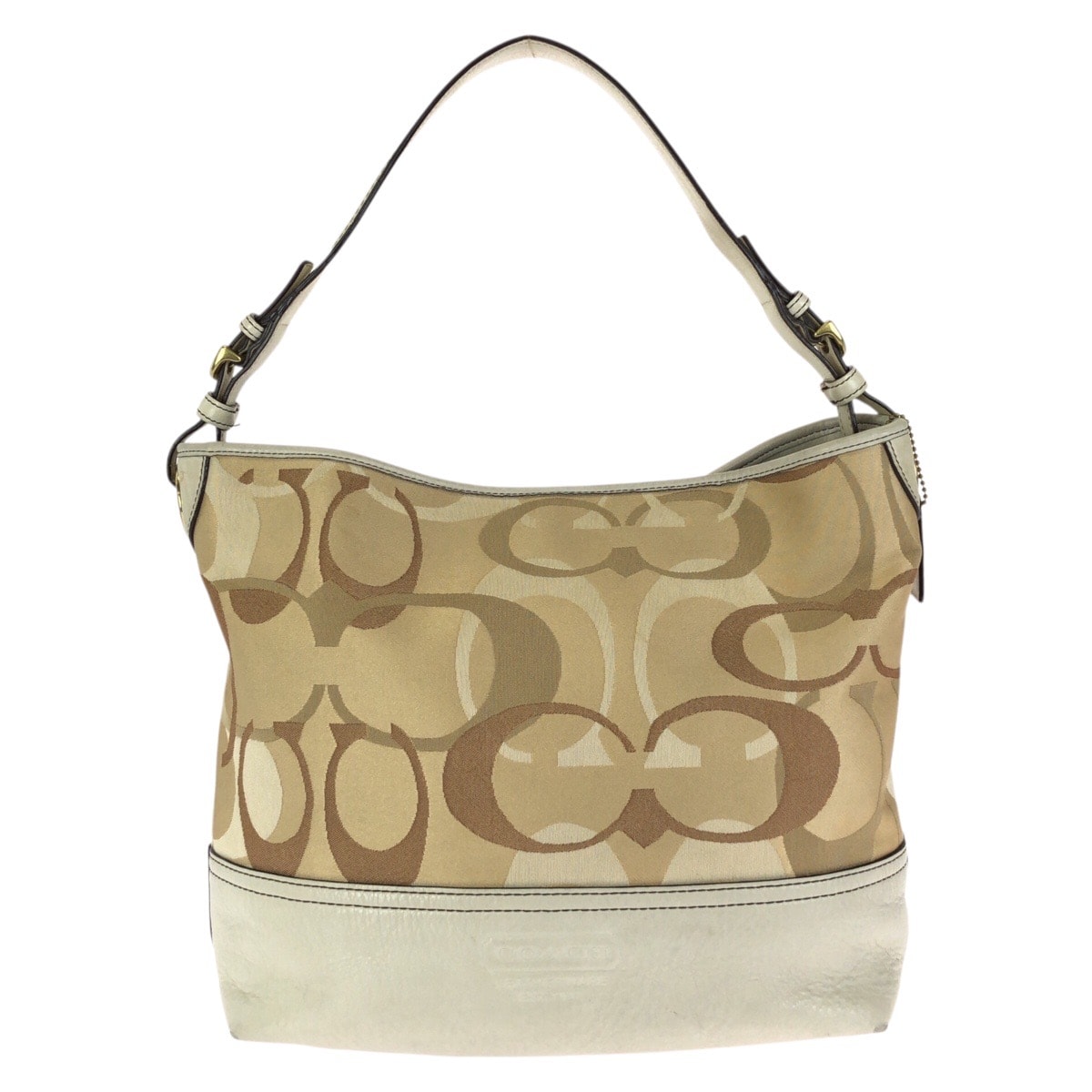 COACH コーチ シグネチャー ベージュ ゴールド金具 キャンバス レザー/ ショルダーバッグ ハンドバッグ 602649 【中古】