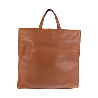 美品 LOEWE ロエベ アナグラム ブラウン キャメル ゴールド金具 レザー トートバッグ ハンドバッグ 602193 【中古】