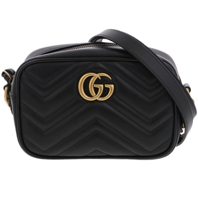 GUCCI グッチ キルティング ミニバッグ ショルダーバッグ 448065 レザー ブラック レディース【中古】