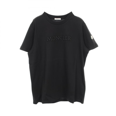 モンクレール MONCLER SS T-SHIRT ロゴ刺繍 クルーネック 半袖Tシャツ 衣料品 トップス コットン レディース ブラック系 8C0002189AUO999L 【新品】
