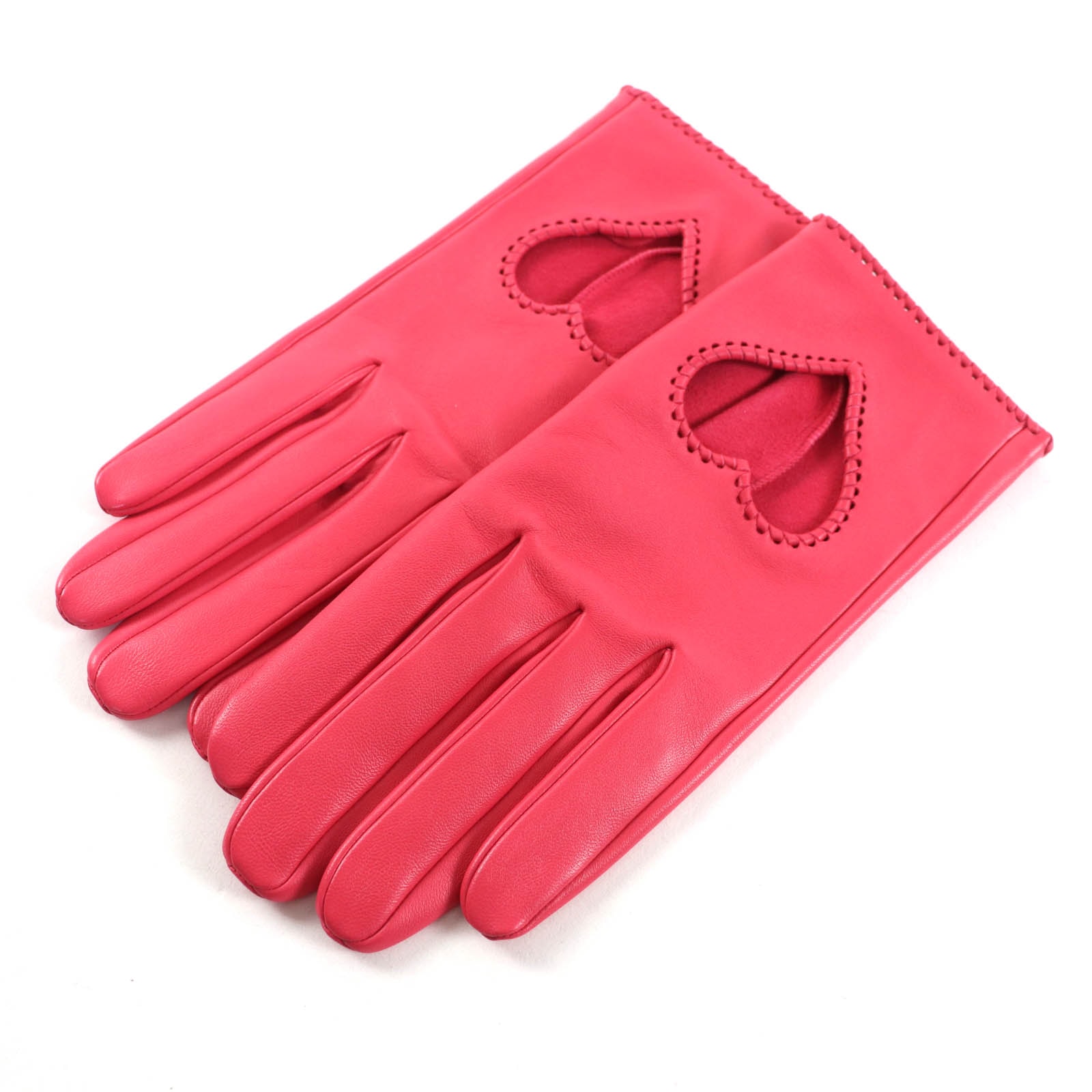 未使用品 エルメス 手袋 ハート ピンク レディース 7.5