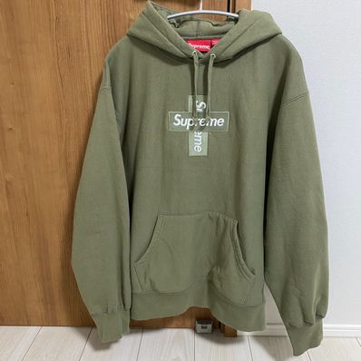 Supreme Cross Box Logo Hooded Sweatshirt "Light Olive"