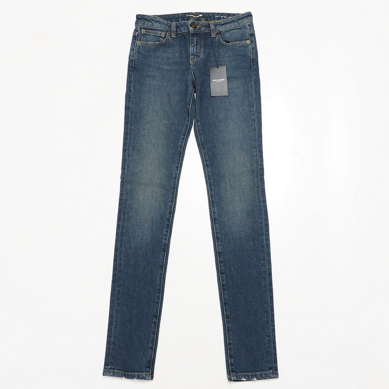 ■未使用品■SAINT LAURENT PARIS サンローランパリ デニムパンツ サイズ27 ジーンズ スキニーパンツ コットン インディゴ ブルー イタリア製 20241002/RA1409