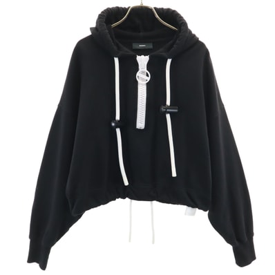 DIESEL ディーゼル 長袖 アンクル丈 ハーフジップ スウェットパーカー XXS ブラック