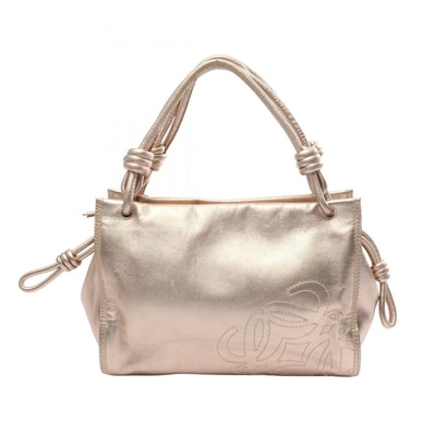 ロエベ LOEWE アナグラム ハンドバッグ バッグ レザー レディース ゴールド系 【中古】