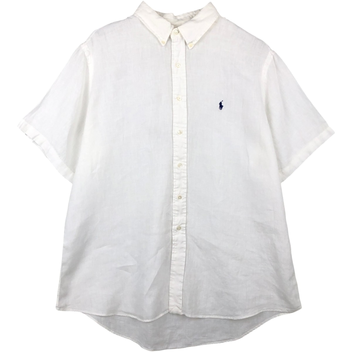 古着 ラルフローレン Ralph Lauren CUSTOM FIT 半袖 リネン ボタンダウンシャツ メンズXXL相当/rab182078
