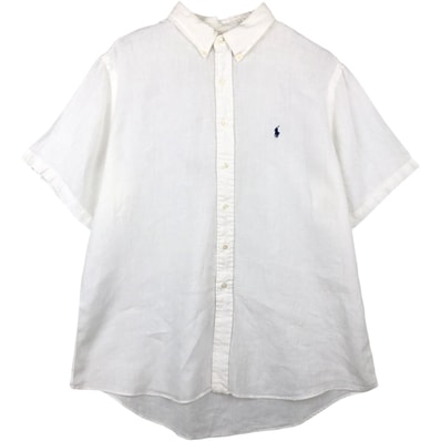古着 ラルフローレン Ralph Lauren CUSTOM FIT 半袖 リネン ボタンダウンシャツ メンズXXL相当/rab182078
