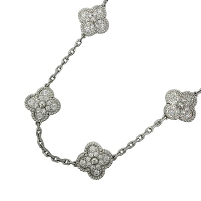 Van Cleef & Arpels ヴァンクリーフ&アーペル ネックレス 10モチーフ ヴィンテージアルハンブラ 18金 K18ホワイトゴールド ダイヤモンド VCARA42400 レディース 約27.3g 美品【中古品】