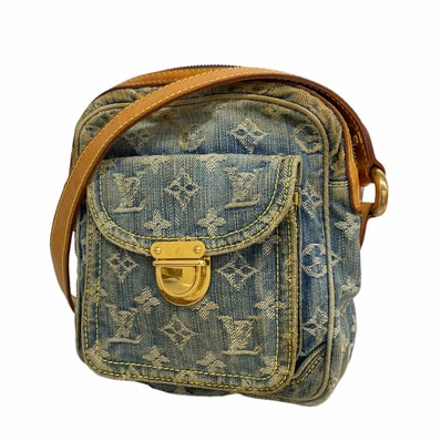 【6kd3472】ルイヴィトン ショルダーバッグ モノグラム・デニム カメラバッグ M95348 ブルー【中古】レディース