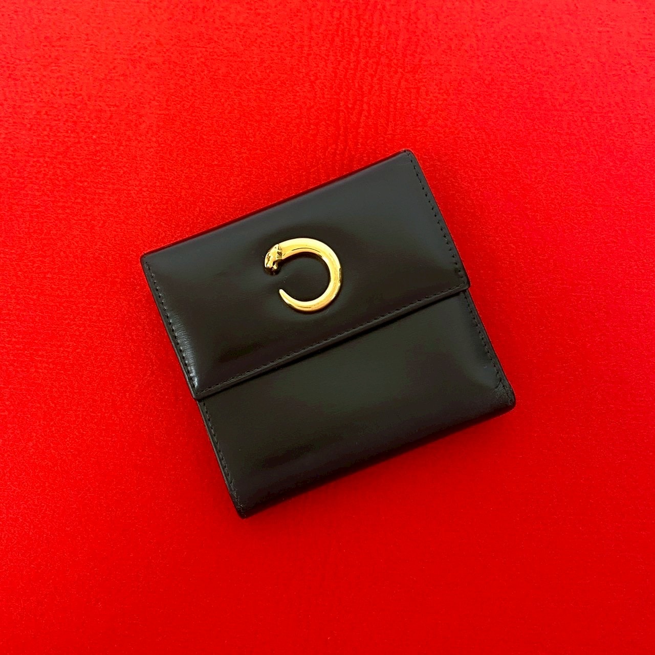 CARTIER カルティエ パンテール カーフ レザー 三つ折り財布 ブラック
 32172