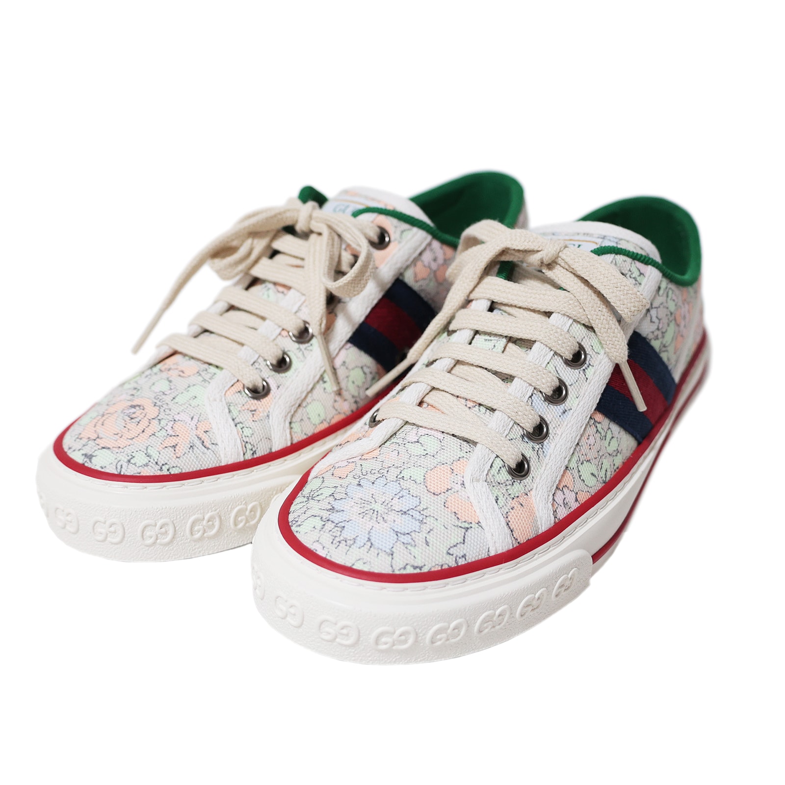 美品 GUCCI グッチ  テニス1977 LIBERTY リバティ 花柄  ローカット #36 23cm  ホワイト  レディース スニーカー