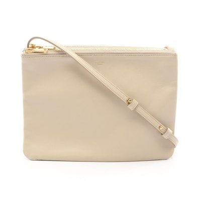 セリーヌ CELINE TRIO LARGE トリオ ラージ ショルダーバッグ バッグ レザー レディース ベージュ系 192043 【中古】
