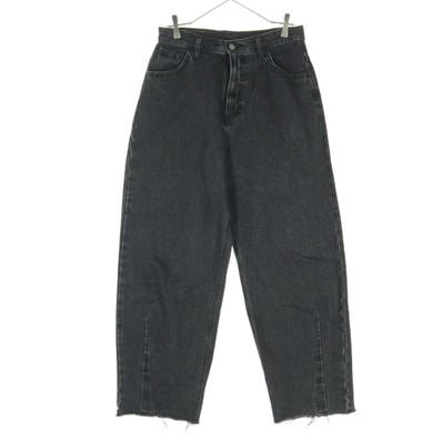 美品 Lee リー 日本製 裾カットオフ加工 ワイドデニムパンツ L ブラック