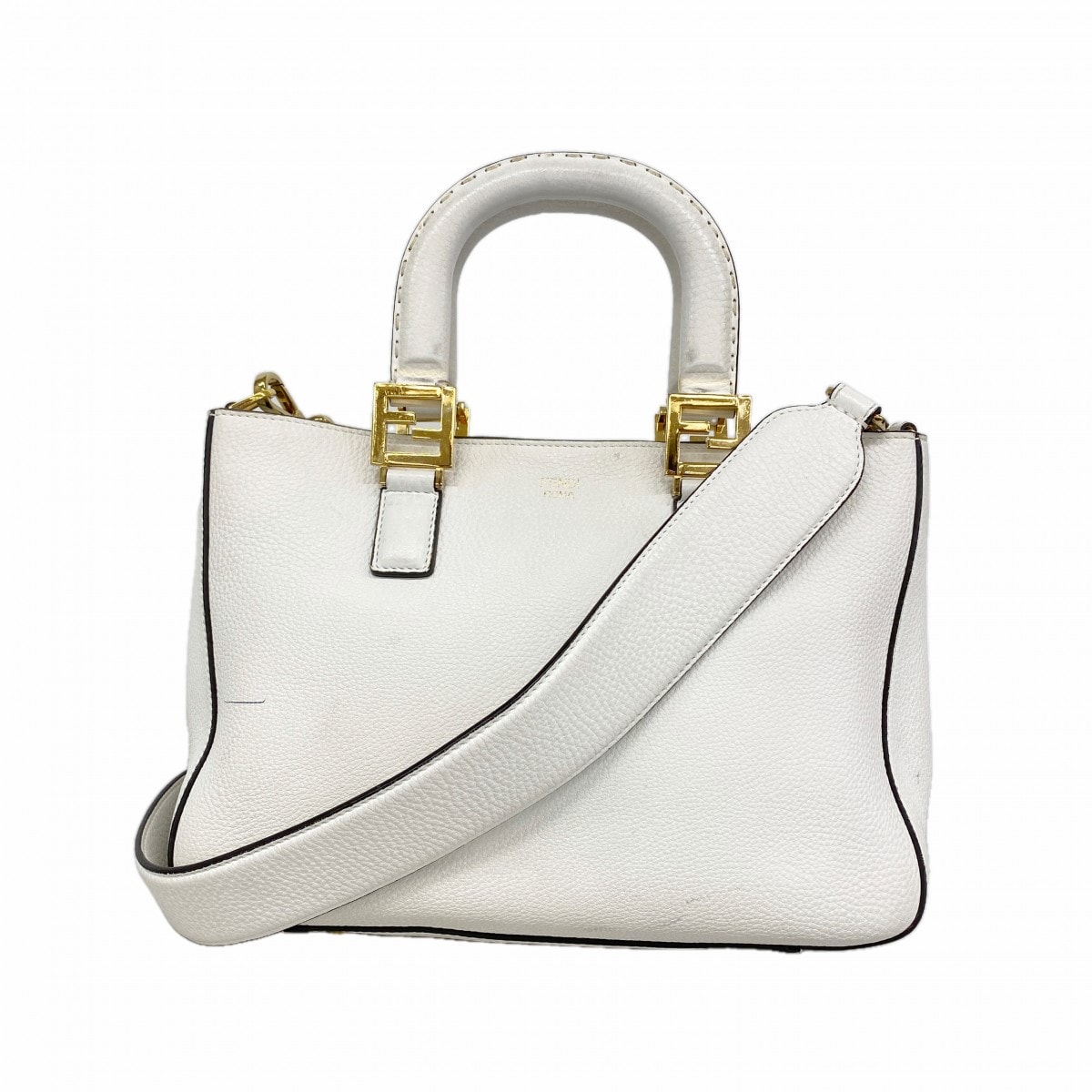 【6gd3966】フェンディ ハンドバッグ セレリア レザー ホワイト ゴールド金具 2wayバッグ【中古】レディース