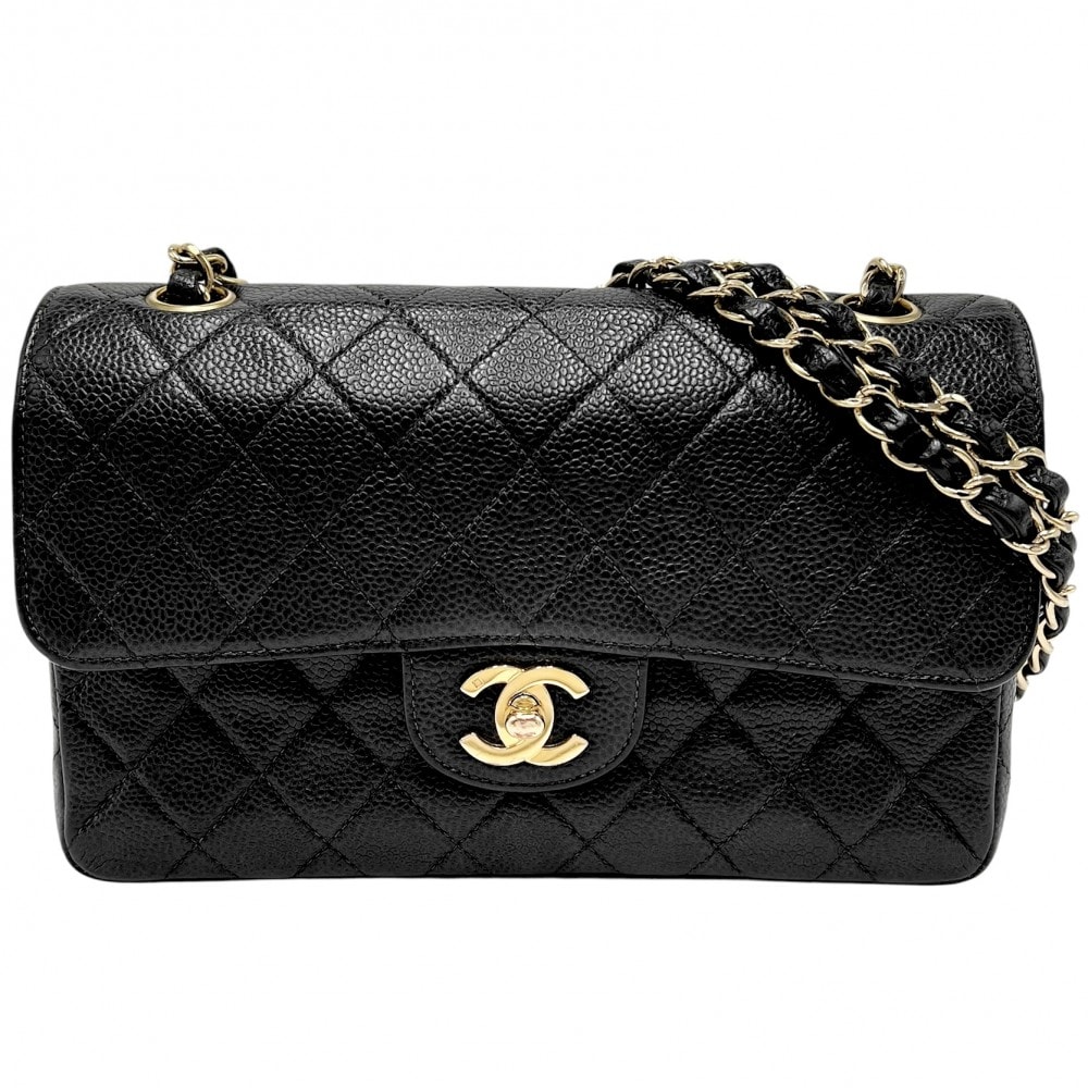 CHANEL シャネル ショルダーバッグ マトラッセ23 チェーンショルダー ダブルフラップ ダブルチェーン 肩掛け  キャビアスキン   ブラック 黒 ゴールド金具 レディース【中古品】