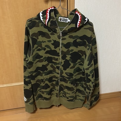 A BATHING APE 1St Camo Shark Full Zip Hoodie "Green"