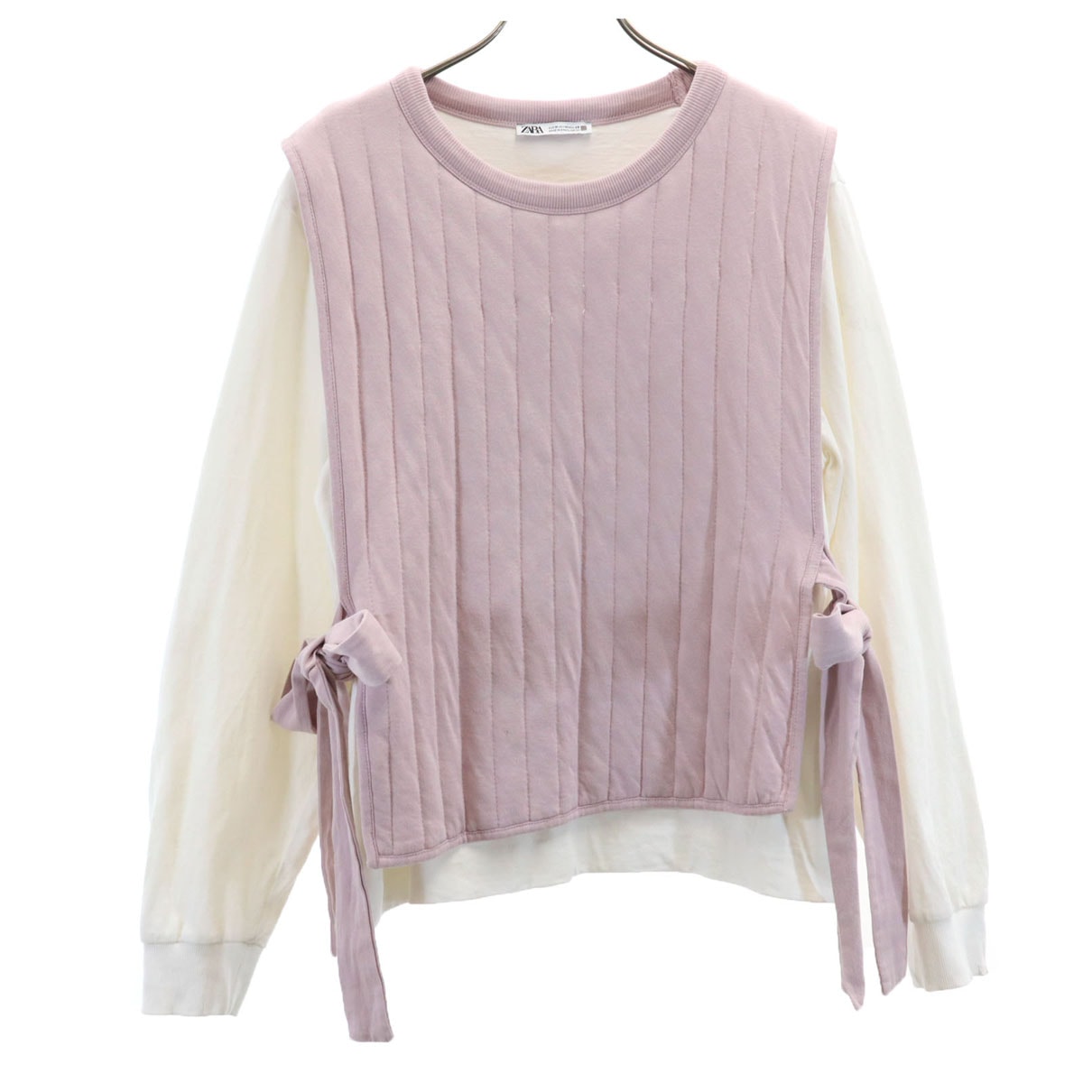 ZARA ザラ 長袖 ベスト ドッキング カットソー M ピンク系