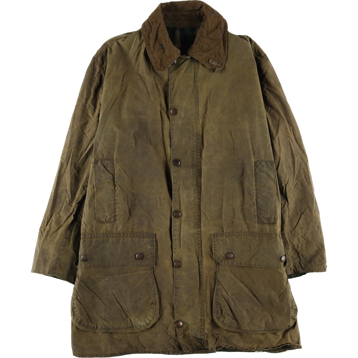 古着 80年代 バブアー Barbour BORDER ボーダー 2ワラント バッジ付き ワックスコットン オイルドジャケット 英国製 メンズL相当 ヴィンテージ/eaa604893