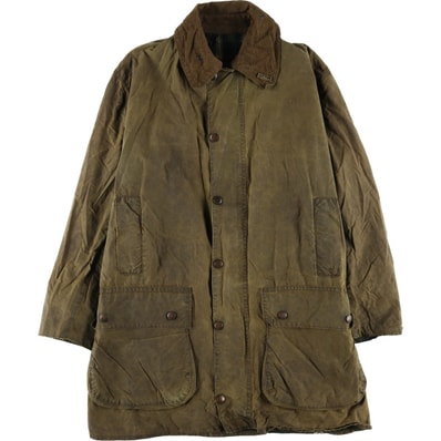 古着 80年代 バブアー Barbour BORDER ボーダー 2ワラント バッジ付き ワックスコットン オイルドジャケット 英国製 メンズL相当 ヴィンテージ/eaa604893