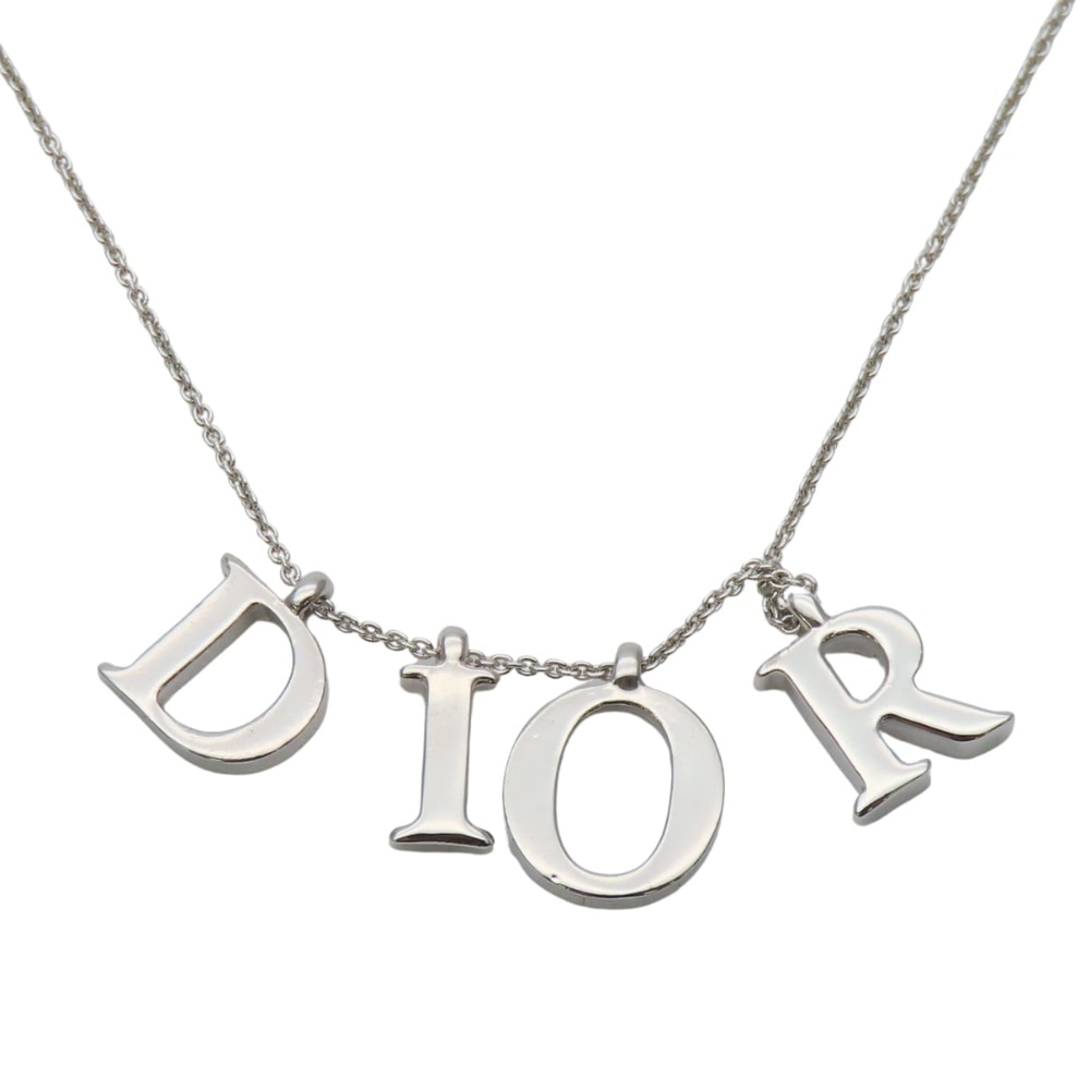 【中古】 クリスチャンディオール ネックレス メタル シルバー メッキ ロゴ アクセサリー レディース 女性 Christian Dior