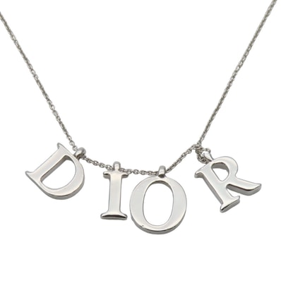 【中古】 クリスチャンディオール ネックレス メタル シルバー メッキ ロゴ アクセサリー レディース 女性 Christian Dior