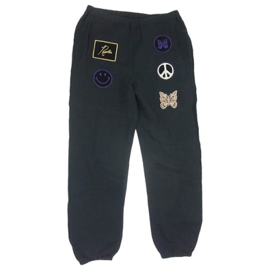 Needles ニードルス パンツ LQ379 STUDIOS別注 5ICONS PATCH SWEAT PANT 5アイコン ワッペン スウェット パンツ ブラック系 M【中古】
