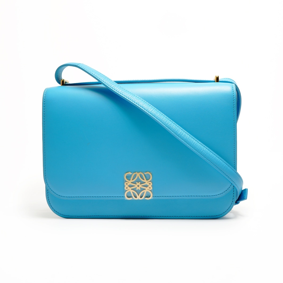 ロエベ LOEWE ゴヤ Goya ミディアム レザー ターコイズブルー ショルダーバッグ【中古】