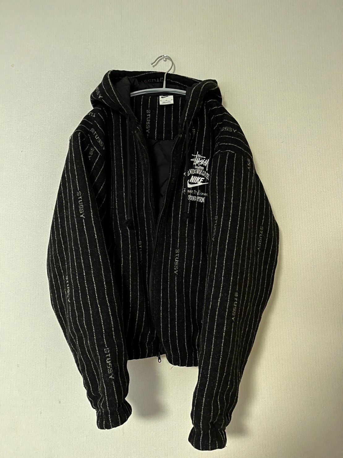 Stussy x Nike Striped Wool Jacket "Black"