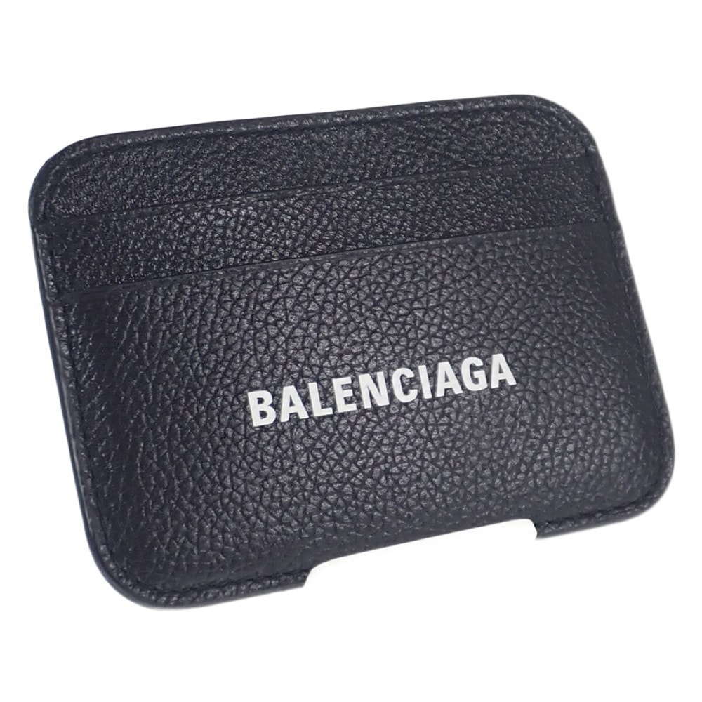 BALENCIAGA Cash Card Holder Grained Calfskin "Black/White"