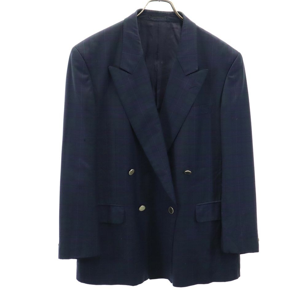 LANVIN ランバン 90s ウール オールド 長袖 テーラードジャケット ST48-55 ネイビー系