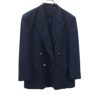 LANVIN ランバン 90s ウール オールド 長袖 テーラードジャケット ST48-55 ネイビー系