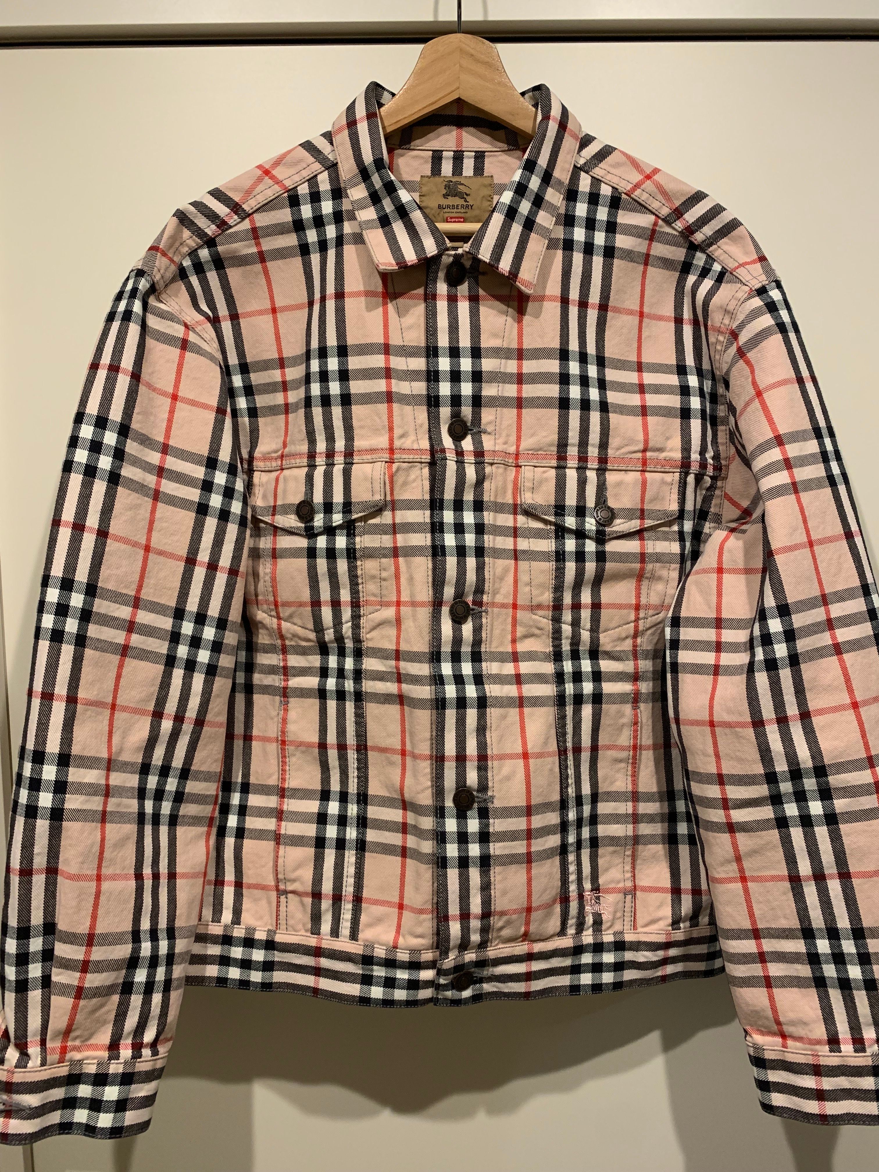 Supreme / Burberry Denim Trucker Jacket "Pink"