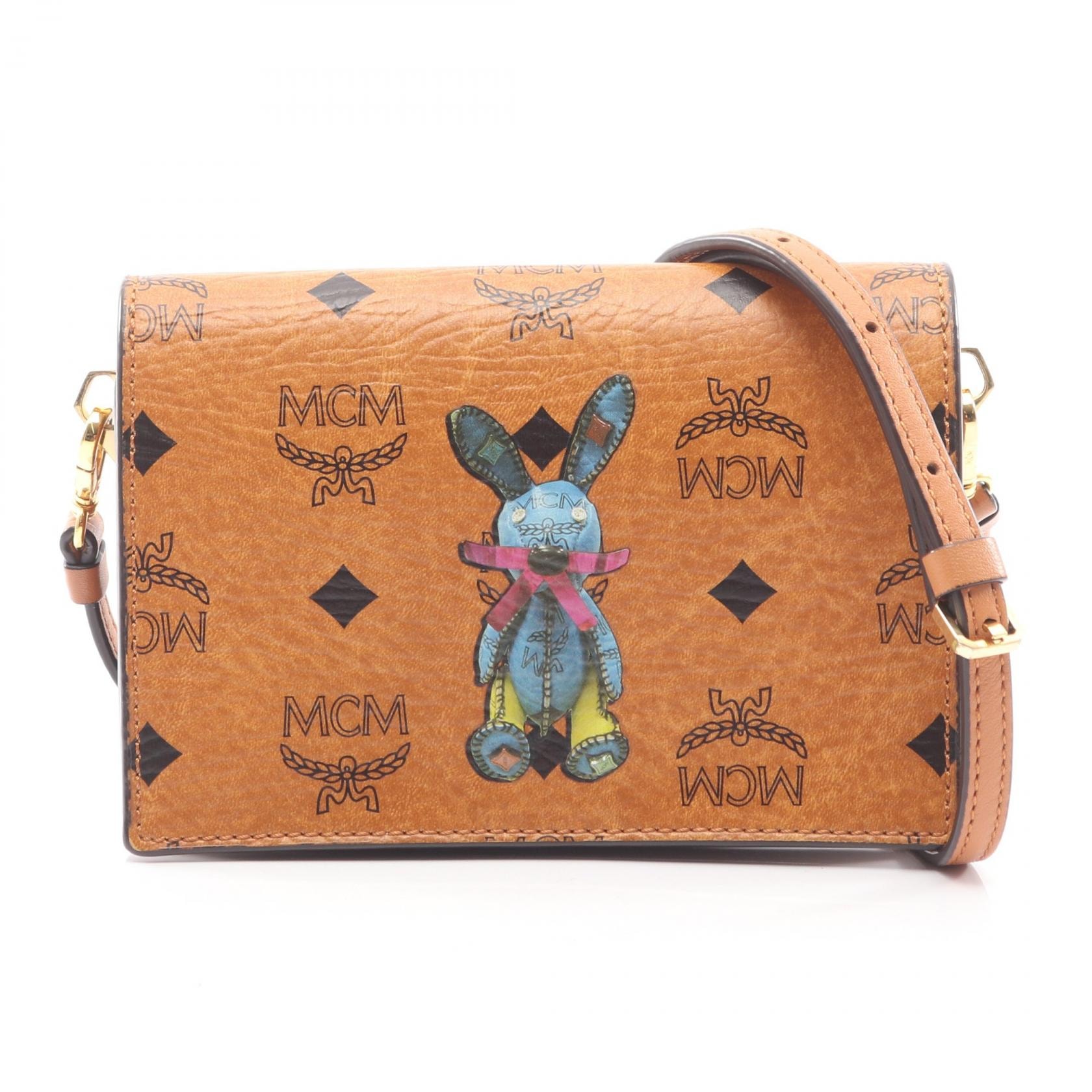 エム・シー・エム MCM ラビット ヴィセトス ショルダーバッグ バッグ PVCコーティングキャンバス レザー レディース ブラウン系 / マルチカラー 【中古】