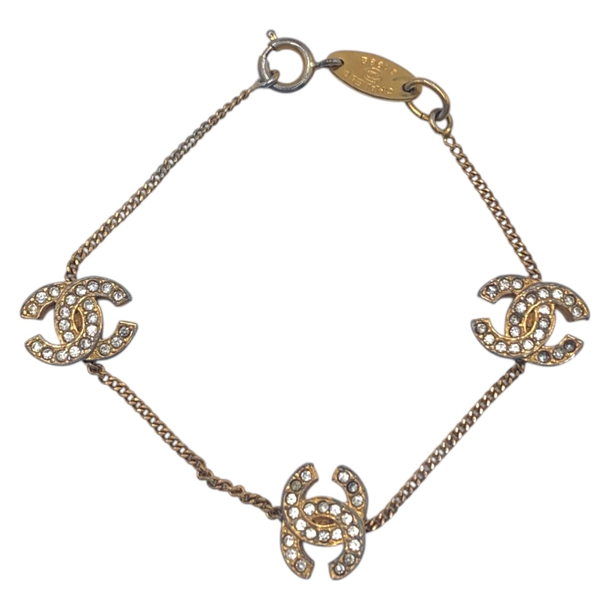 CHANEL シャネル ラインストーン ゴールド メタル ブレスレット 602473 【中古】