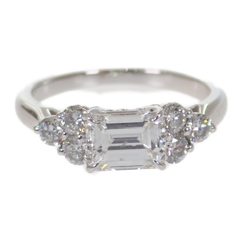 デザインジュエリー エメラルドカット 指輪 12号 リング Pt900プラチナ ダイヤモンド レディース【中古】【Aランク】