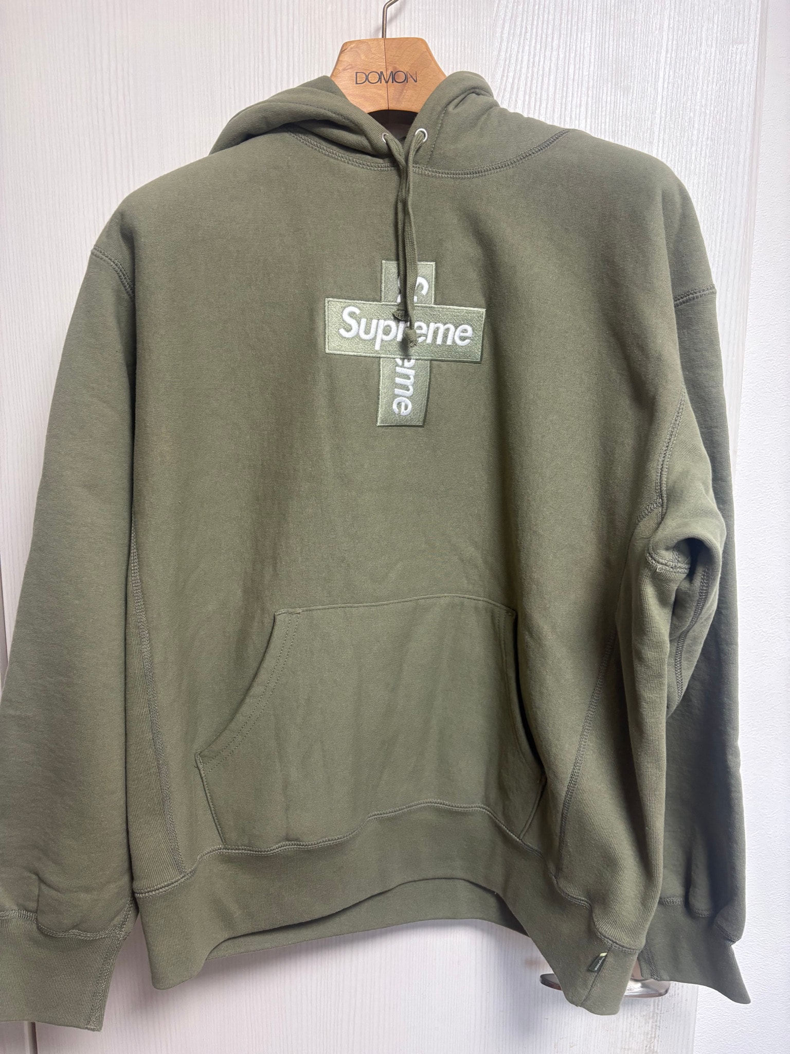 Supreme Cross Box Logo Hooded Sweatshirt "Light Olive"