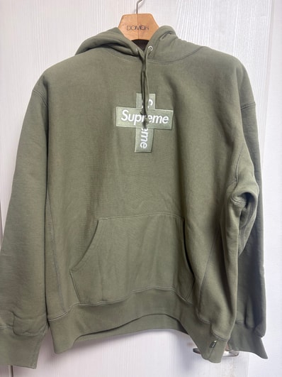 Supreme Cross Box Logo Hooded Sweatshirt "Light Olive"
