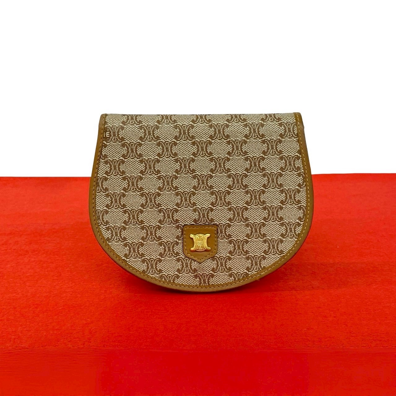 CELINE セリーヌ マカダム 柄 レザー PVC 二つ折り財布 ブラウン
47-10