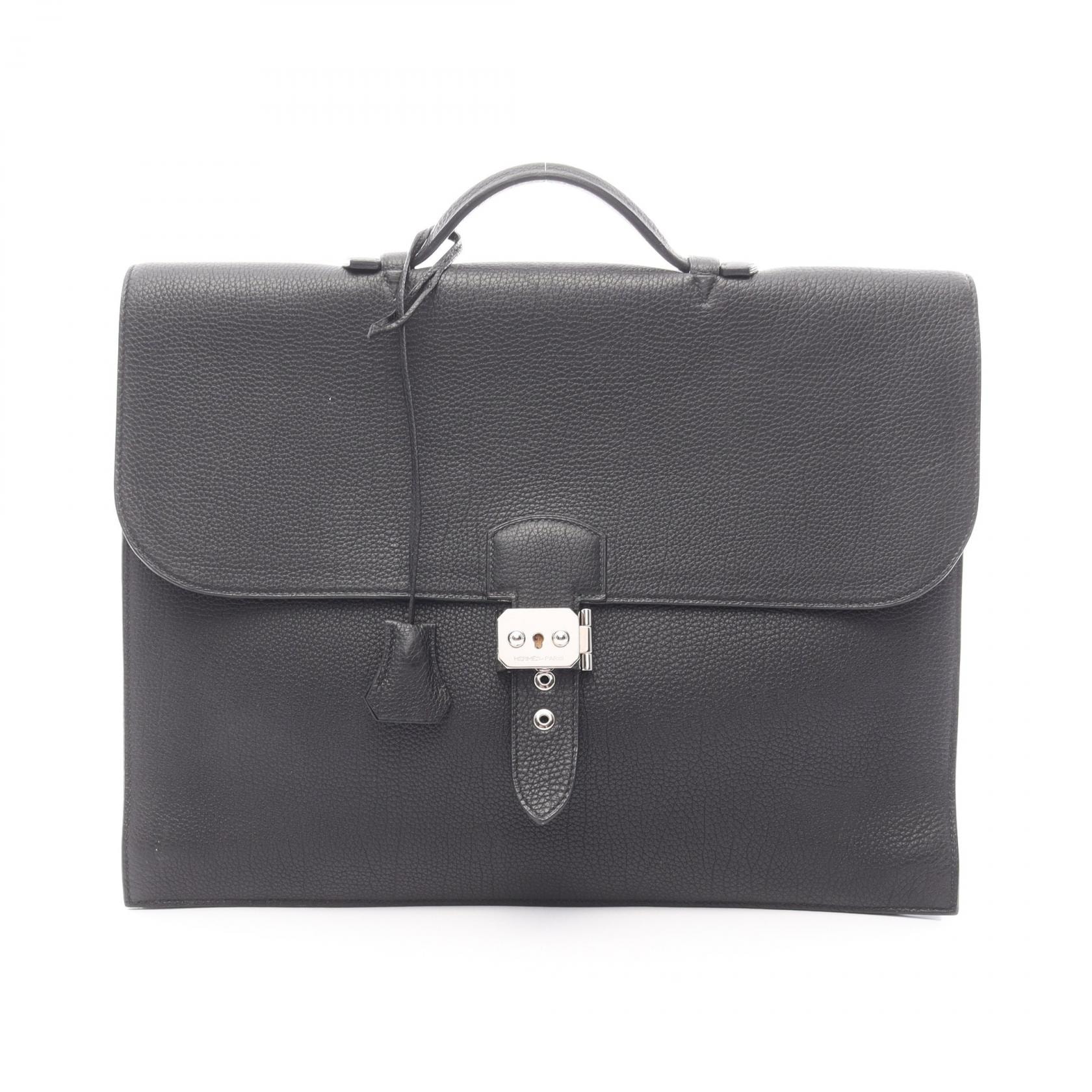 エルメス HERMES サックアデペッシュ38 ビジネスバッグ バッグ レザー トゴ □K刻印(2007年製造) メンズ ブラック系 【中古】