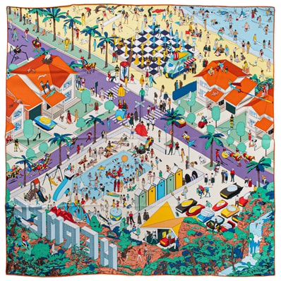 HERMES エルメス スカーフ カレ90 Hermes on The Beach エルメス オン ザ ビーチ 003751S 04 シルク マルチカラー【中古】