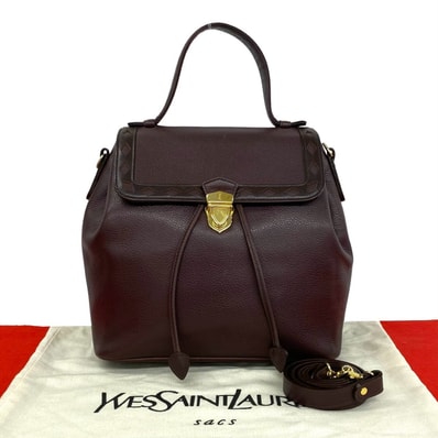 YVES SAINT LAURENT イヴ・サンローラン YSL ロゴ 金具 レザー ショルダーバッグ ブラウン
38143