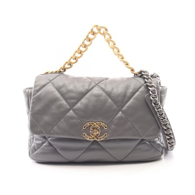 シャネル CHANEL 19 ディズヌフ マトラッセ 2WAY ショルダーバッグ バッグ レザー レディース グレー系 【中古】