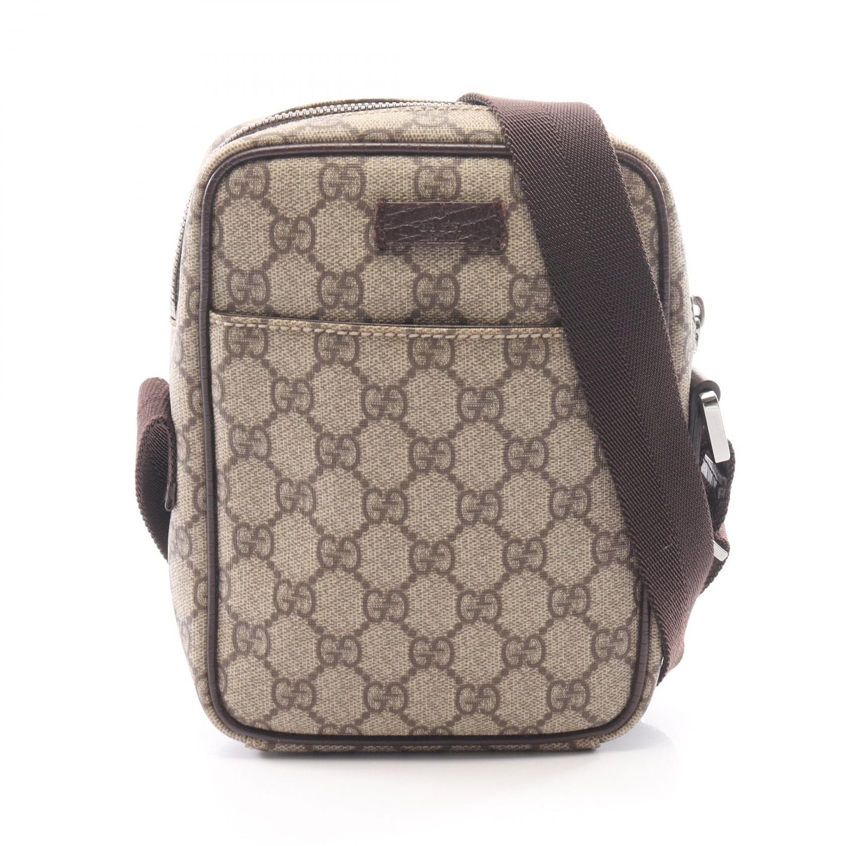 グッチ GUCCI GGプラス ショルダーバッグ バッグ PVCコーティングキャンバス レザー レディース ベージュ系 / ブラウン系 122754 【中古】