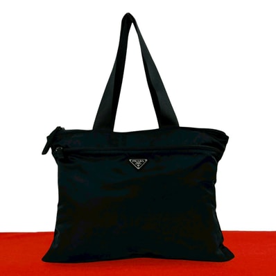 PRADA プラダ 三角ロゴ 金具 ナイロン トートバッグ ブラック
03683