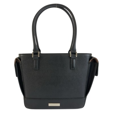 BURBERRY バーバリー 中チェック柄 ブラック 黒 シルバー金具 レザー トートバッグ ショルダーバッグ 1-0292480 【中古】