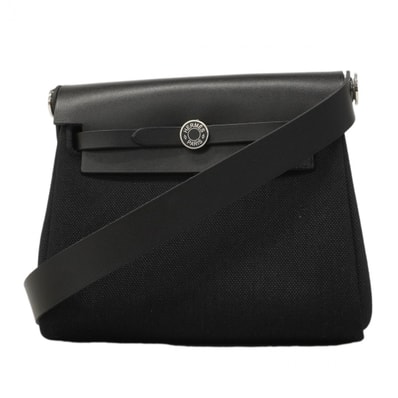 【6da0691】エルメス ショルダーバッグ エールバッグジップミニ トワルオフィシエ ブラック シルバー金具 K刻印【中古】レディース