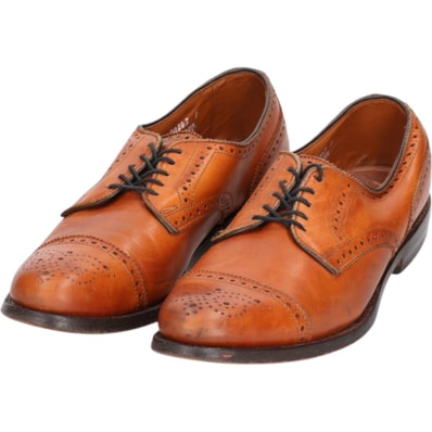 古着 アレンエドモンズ ALLEN EDMONDS Sanford セミブローグ ストレートチップシューズ USA製 9 1/2 AAA メンズ27.5cm相当/saa013902