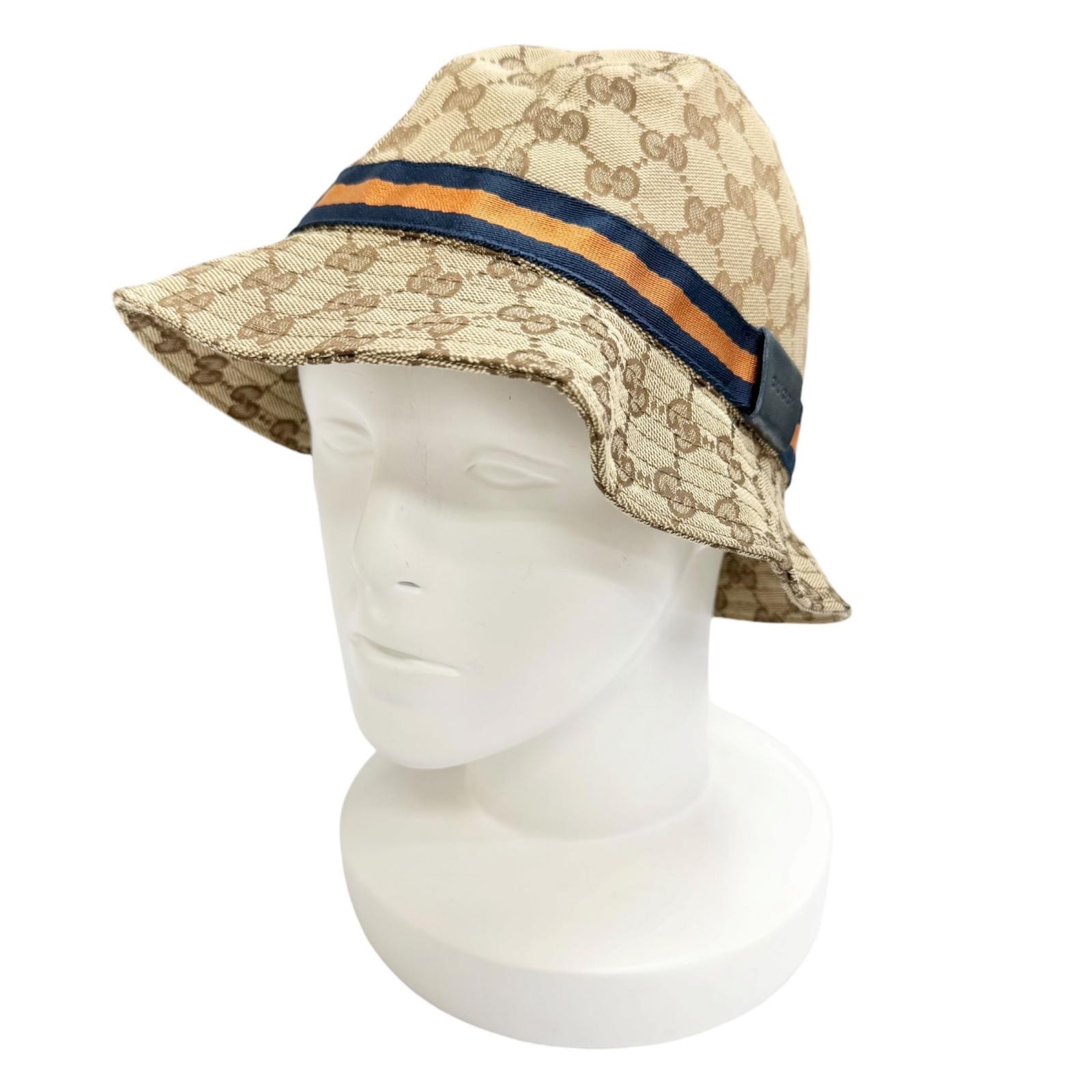 美品 グッチ ウェブライン GGキャンバス バケットハット L 030367