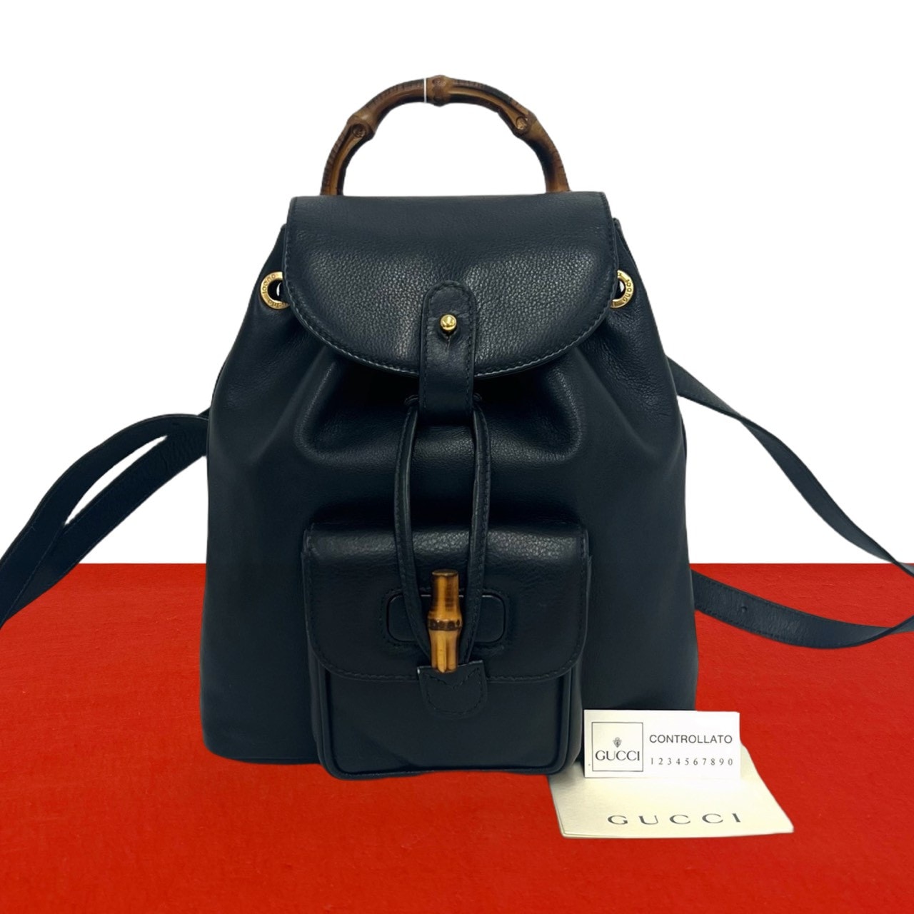 B (目立った傷や汚れなし)】GUCCI グッチ バンブー レザー リュック