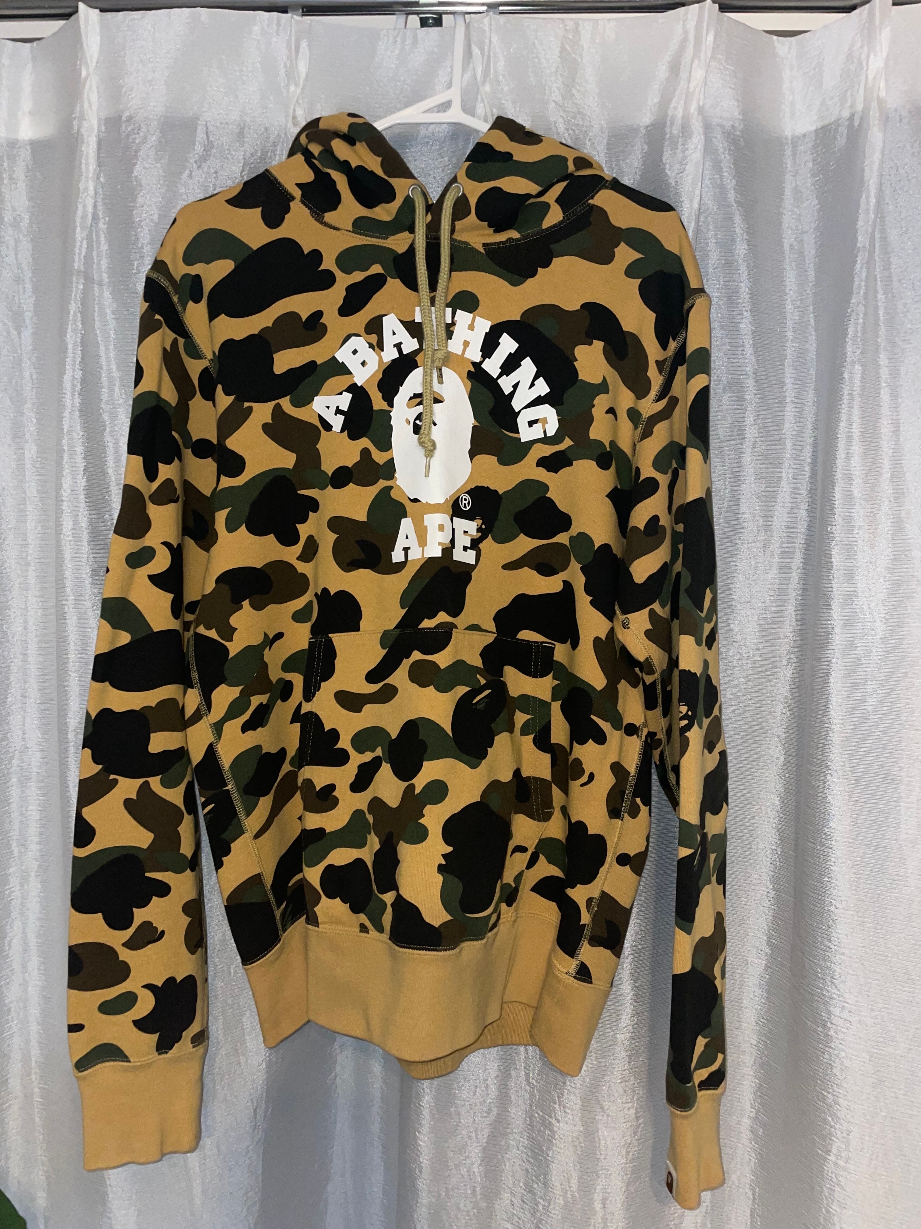 A BATHING APE 1St Camo College Pullover Hoodie "Yellow"